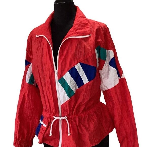 Vintage Duffel Sportswear Retro Zip Windbreaker Jacket Women’s Medium - Picture 2 of 9